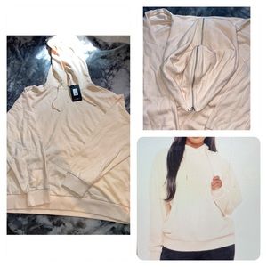 Tan Hoodie with Zipper Hood